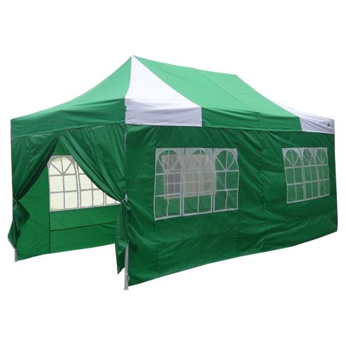 10' x 20' Premium Pop-Up Party Tent - Green and White