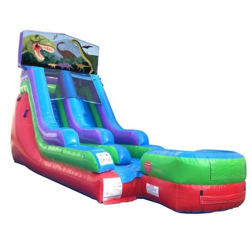 15' Modular Inflatable Water Slide, Retro Rainbow Dinosaur
