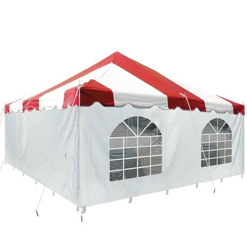 20' X 20' Commercial Steel Pole Tent with Sidewalls - Red