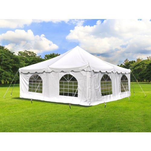 20' X 20' Commercial Steel Pole Tent with Sidewalls - White