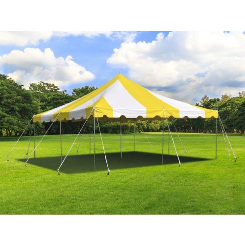 20' X 20' Commercial Steel Pole Tent - Yellow and White