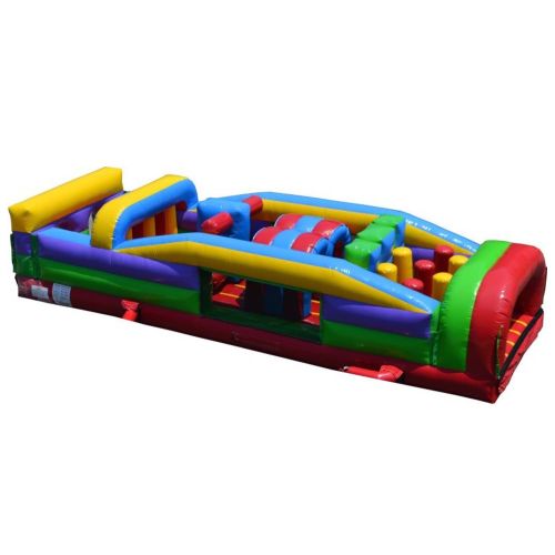 7-Element 30' Inflatable Obstacle Course, Retro Rainbow