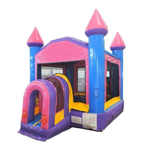 Compact Kids Castle Bounce House, Pink and Purple
