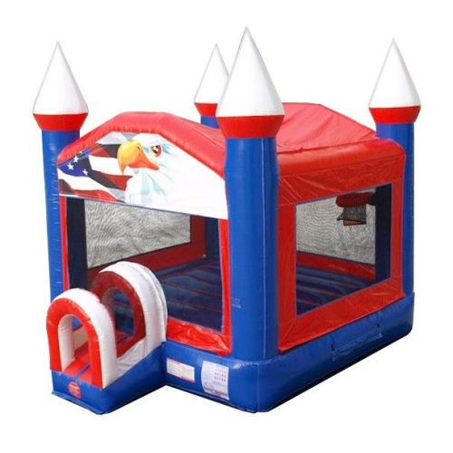 Inflatable Bounce House, Patriotic Red, White, & Blue