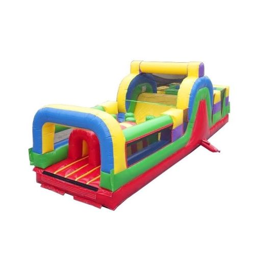 30' Inflatable Obstacle Course, Retro Rainbow