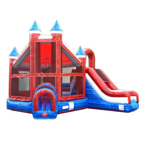Deluxe Inflatable Bounce House with Slide, Red White Blue