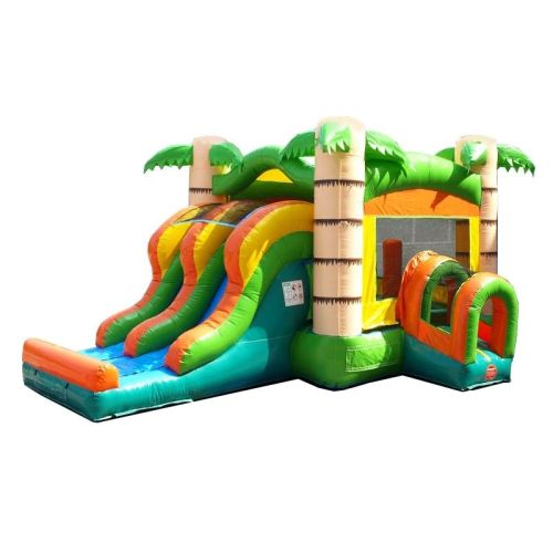 Inflatable Bounce House with Double Lane Slide, Tropical