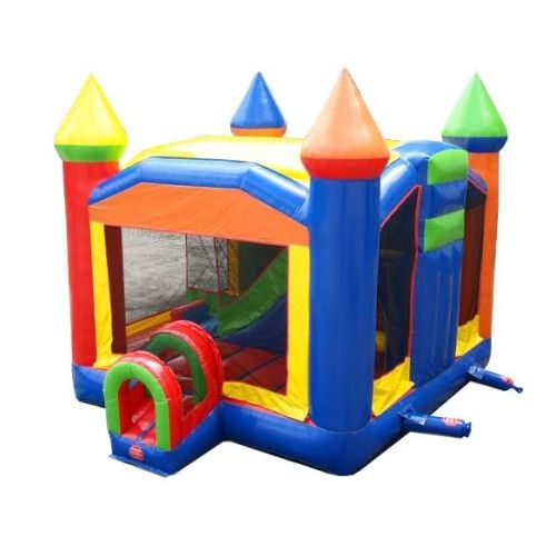 Multi-Play Inflatable Bounce House with Slide, Rainbow