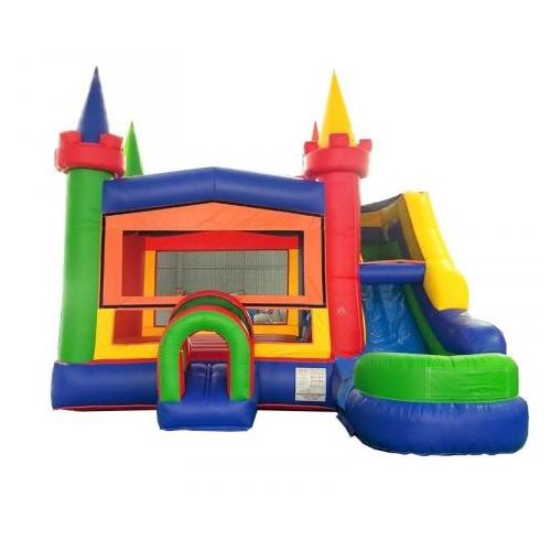 Modular Inflatable Water Bounce House with Slide, Rainbow