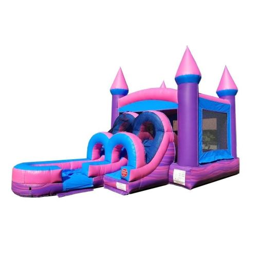 Inflatable Water Bounce House with Slide, Pink