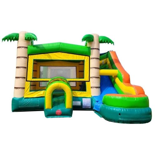 Modular Inflatable Water Bounce House with Slide, Tropical