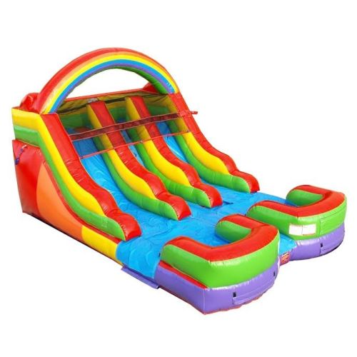 12' Double Lane Inflatable Water Slide, Rainbow