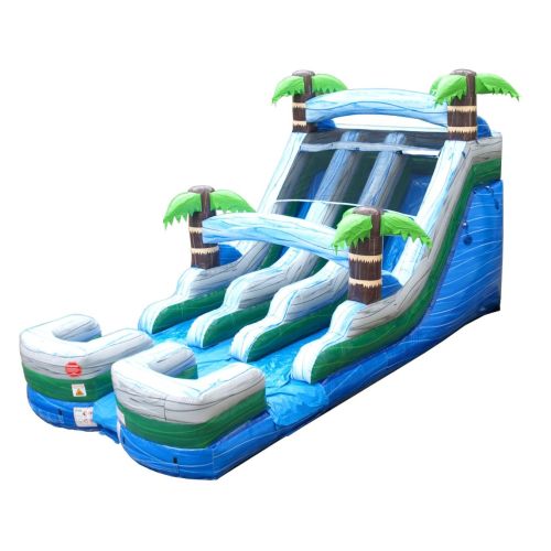 15' Double Lane Inflatable Water Slide, Tropical Marble