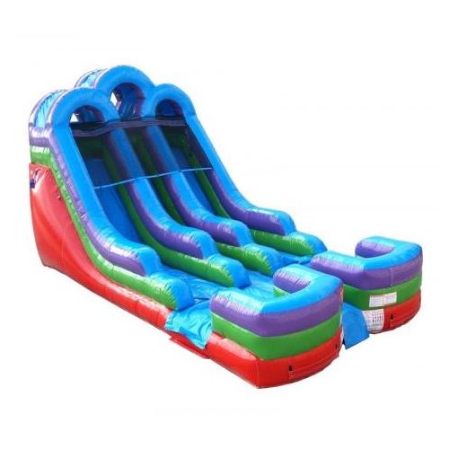 15' Double Lane Inflatable Water Slide, Retro Rainbow