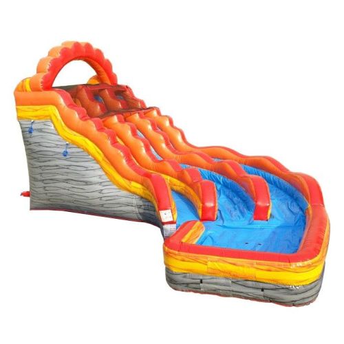 19' Double Lane Curved Inflatable Water Slide, Fire Marble