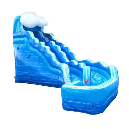 17' Curved Inflatable Water Slide, Blue Marble Wave